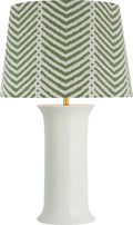 Mallory Medium Table Lamp | White Porcelain | Schumacher 18" Verde La Jolla Empire Shade