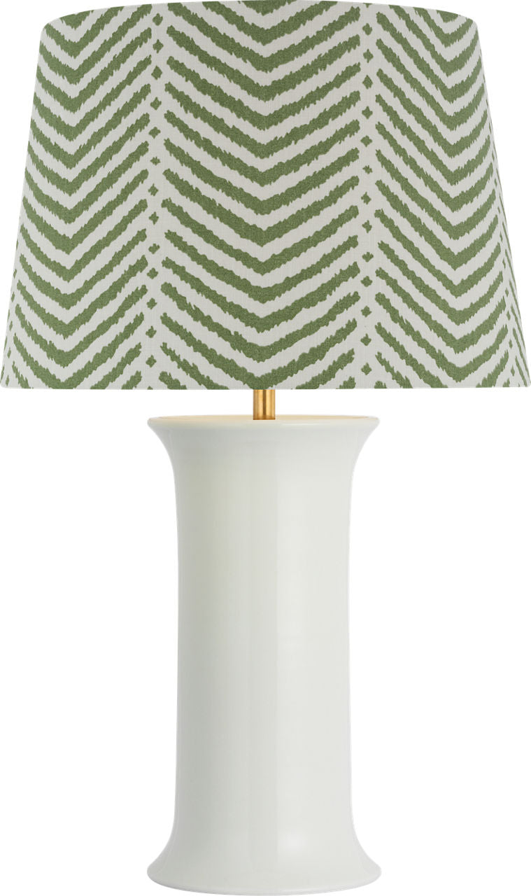 Mallory Medium Table Lamp | White Porcelain | Schumacher 18" Verde La Jolla Empire Shade