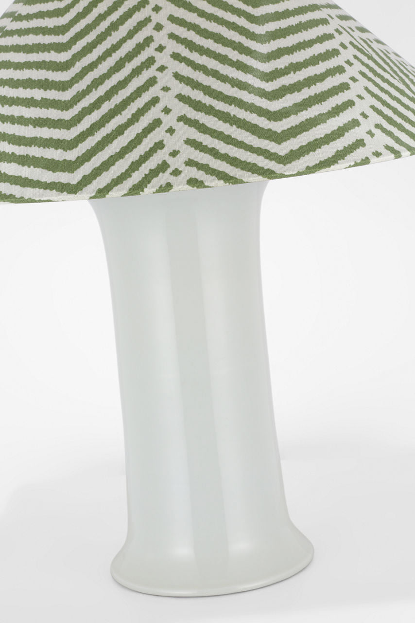 Mallory Medium Table Lamp | White Porcelain | Schumacher 23" Verde La Jolla Flare Shade