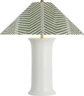 Mallory Medium Table Lamp | White Porcelain | Schumacher 23" Verde La Jolla Flare Shade