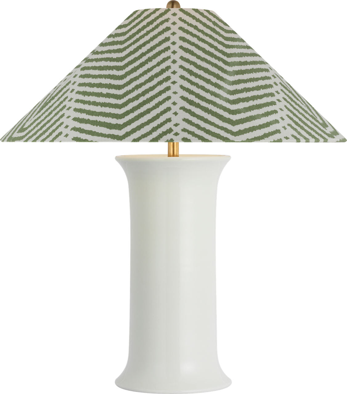 Mallory Medium Table Lamp | White Porcelain | Schumacher 23" Verde La Jolla Flare Shade