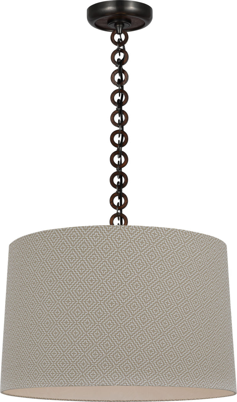 Evelyn 19" Hanging Shade | Bronze and Natural Oak | Schumacher Dove Soho Weave Shade