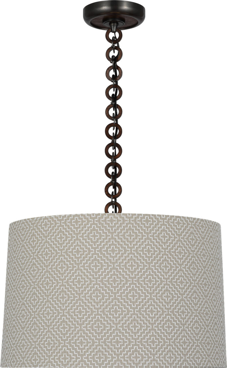 Evelyn 19" Hanging Shade | Bronze and Natural Oak | Schumacher Dove Soho Weave Shade