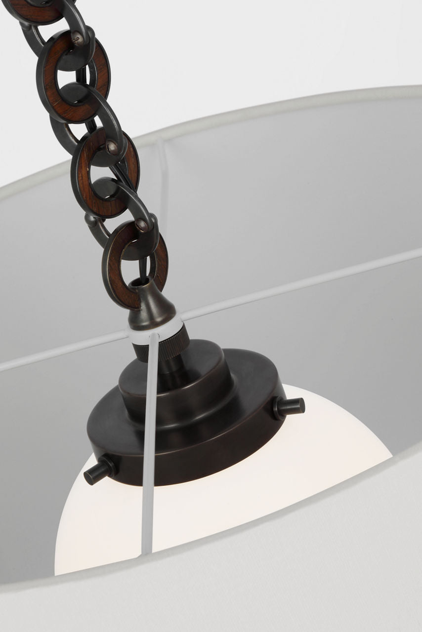 Evelyn 19" Hanging Shade | Bronze and Natural Oak | Linen Shade