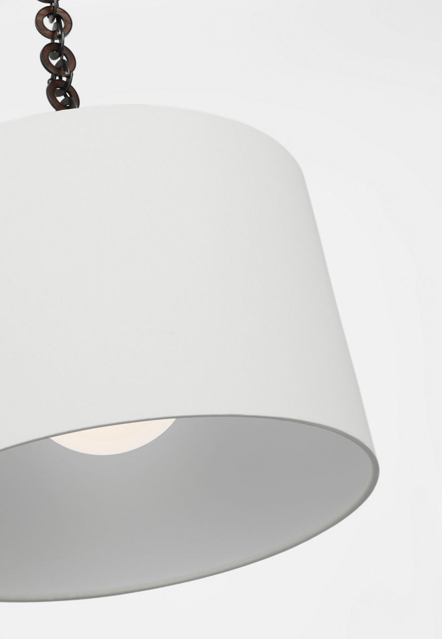 Evelyn 19" Hanging Shade | Bronze and Natural Oak | Linen Shade