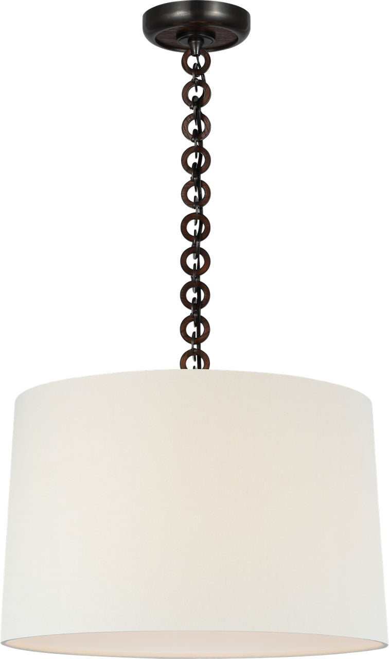 Evelyn 19" Hanging Shade | Bronze and Natural Oak | Linen Shade