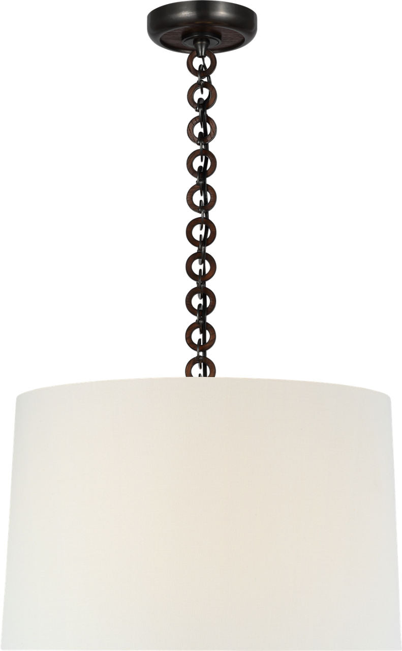 Evelyn 19" Hanging Shade | Bronze and Natural Oak | Linen Shade