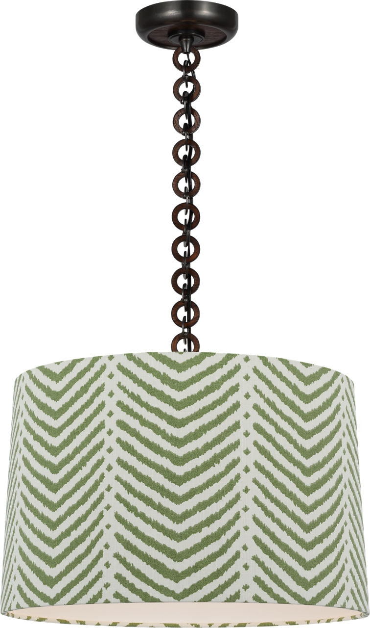 Evelyn 19" Hanging Shade | Bronze and Natural Oak | Schumacher Verde La Jolla Shade