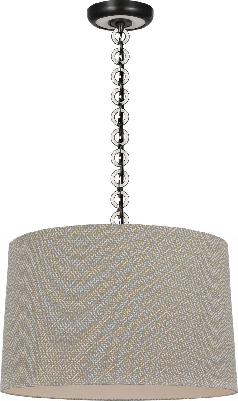 Evelyn 19" Hanging Shade | Bronze and White Oak | Schumacher Dove Soho Weave Shade