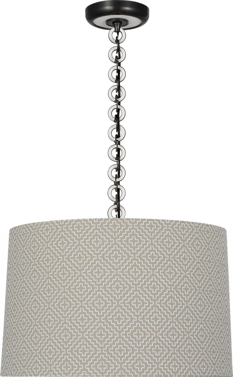 Evelyn 19" Hanging Shade | Bronze and White Oak | Schumacher Dove Soho Weave Shade