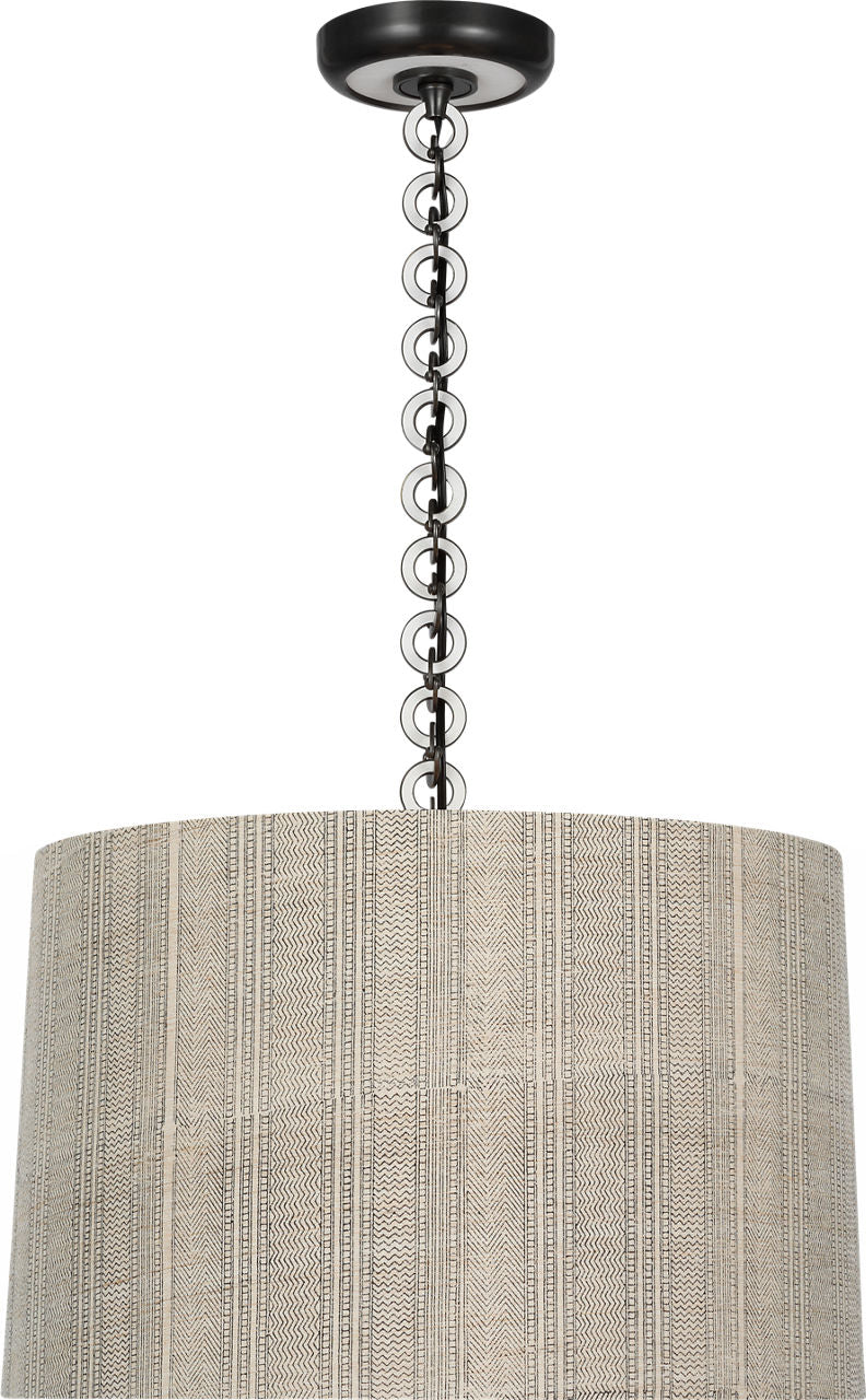 Evelyn 19" Hanging Shade | Bronze and White Oak | Schumacher Natural Mohave Shade