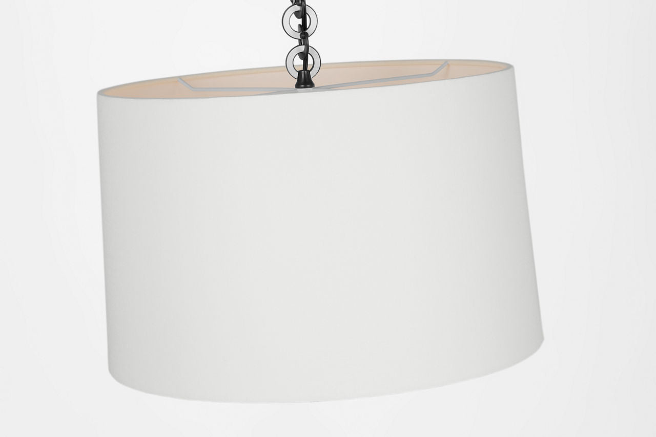 Evelyn 19" Hanging Shade | Bronze and White Oak | Linen Shade