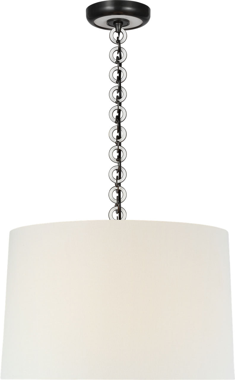 Evelyn 19" Hanging Shade | Bronze and White Oak | Linen Shade