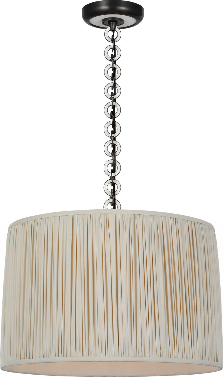 Evelyn 19" Hanging Shade | Bronze and White Oak | Champagne Silk Pleated Shade