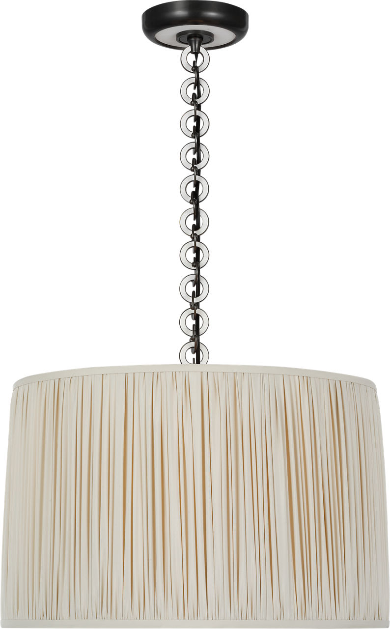 Evelyn 19" Hanging Shade | Bronze and White Oak | Champagne Silk Pleated Shade