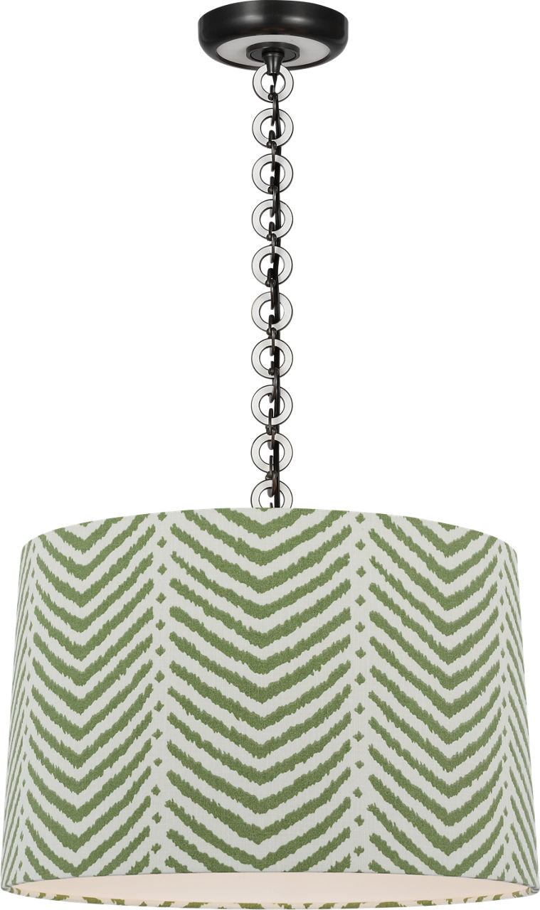 Evelyn 19" Hanging Shade | Bronze and White Oak | Schumacher Verde La Jolla Shade