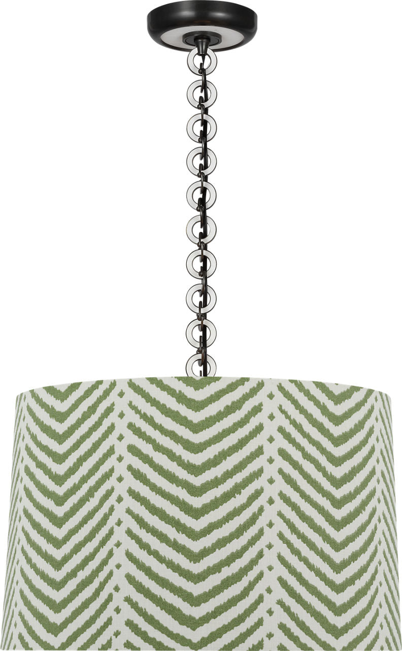 Evelyn 19" Hanging Shade | Bronze and White Oak | Schumacher Verde La Jolla Shade