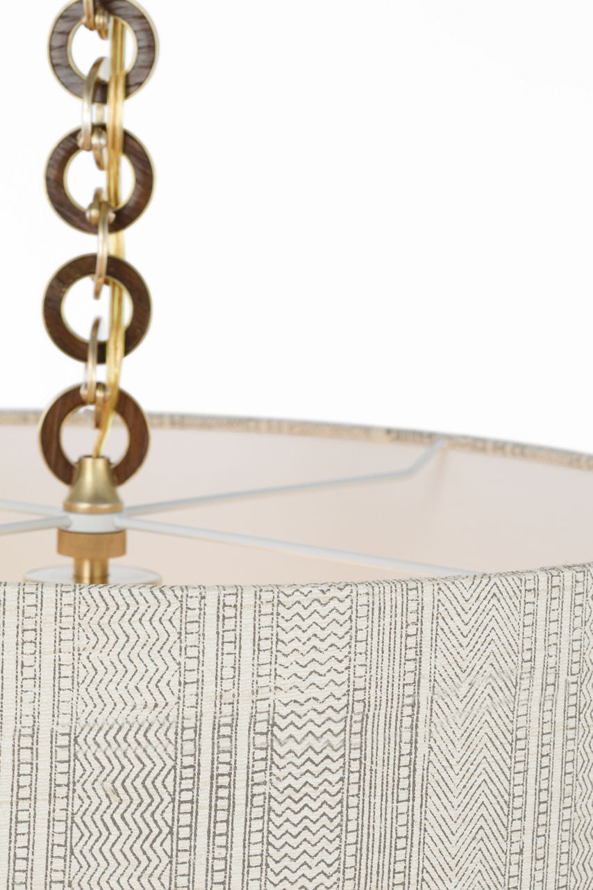 Evelyn 19" Hanging Shade | Hand-Rubbed Antique Brass and Natural Oak | Schumacher Natural Mohave Shade