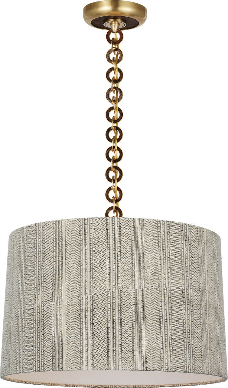 Evelyn 19" Hanging Shade | Hand-Rubbed Antique Brass and Natural Oak | Schumacher Natural Mohave Shade
