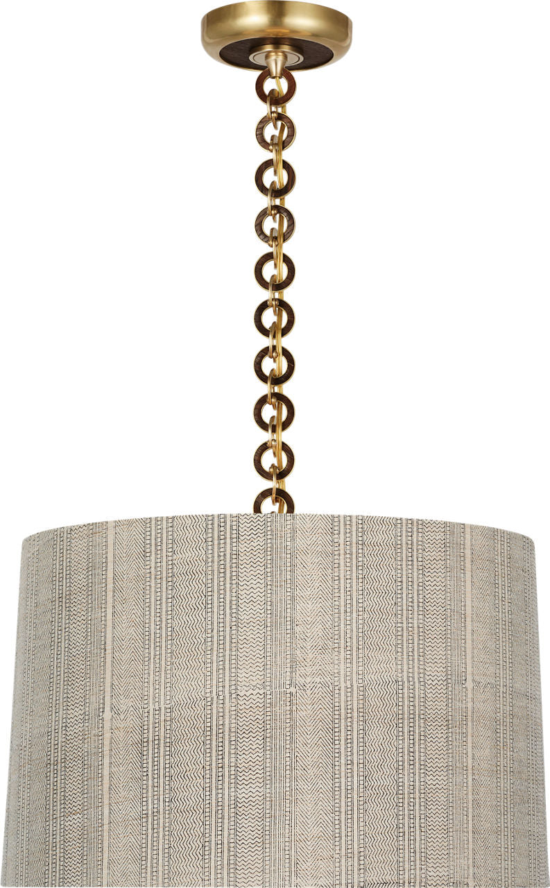 Evelyn 19" Hanging Shade | Hand-Rubbed Antique Brass and Natural Oak | Schumacher Natural Mohave Shade