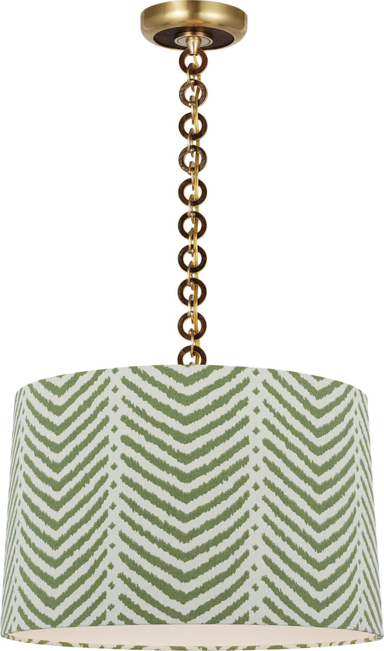 Evelyn 19" Hanging Shade | Hand-Rubbed Antique Brass and Natural Oak | Schumacher Verde La Jolla Shade