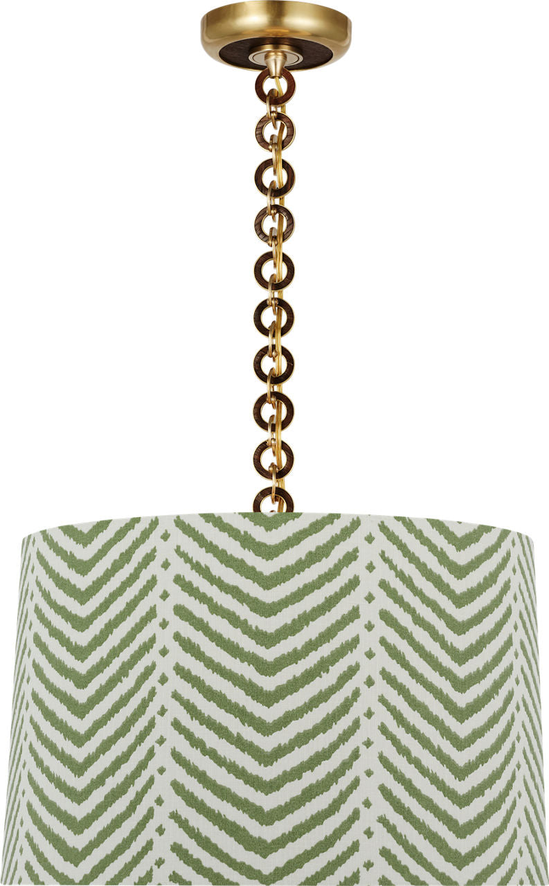 Evelyn 19" Hanging Shade | Hand-Rubbed Antique Brass and Natural Oak | Schumacher Verde La Jolla Shade