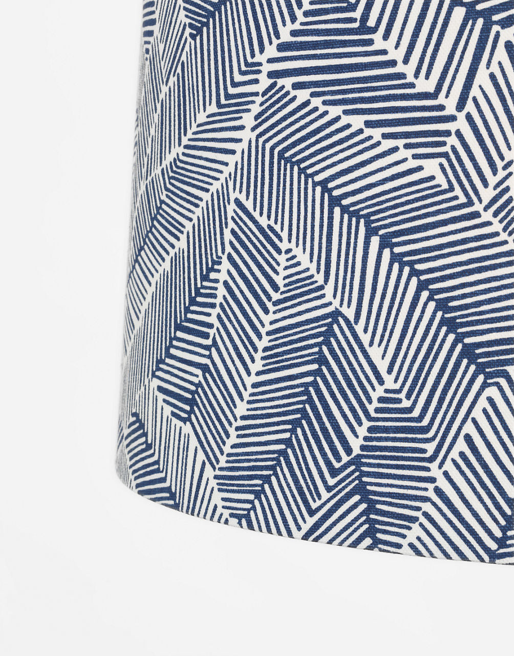 Evelyn 19" Hanging Shade | Hand-Rubbed Antique Brass and White Oak | Schumacher Navy Abstract Leaf Shade