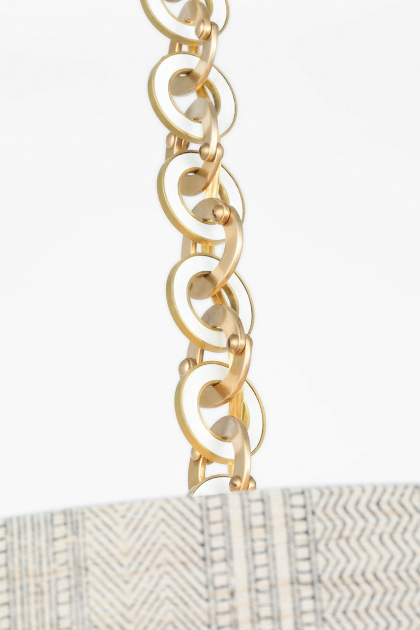 Evelyn 19" Hanging Shade | Hand-Rubbed Antique Brass and White Oak | Schumacher Natural Mohave Shade