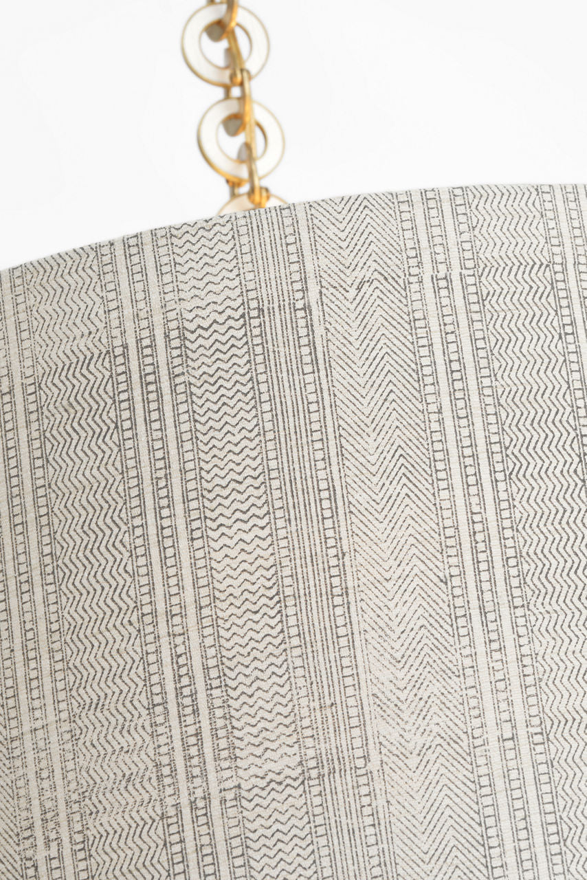 Evelyn 19" Hanging Shade | Hand-Rubbed Antique Brass and White Oak | Schumacher Natural Mohave Shade