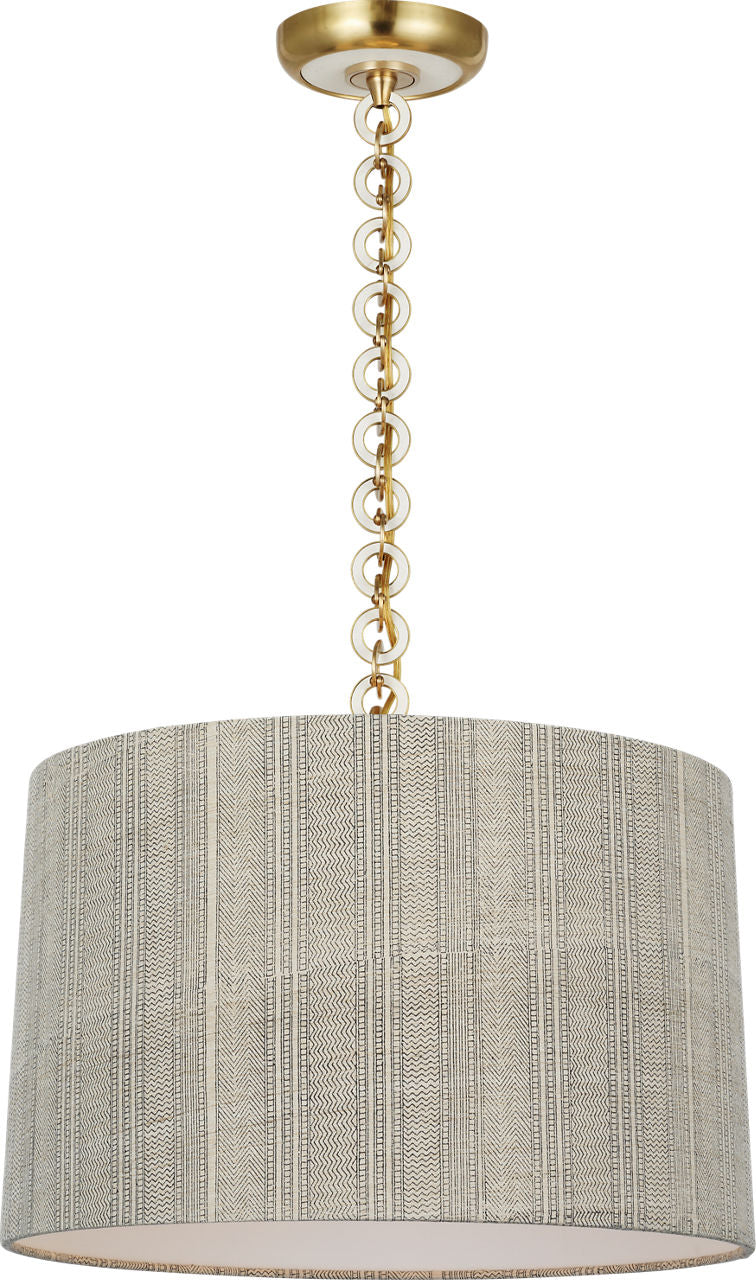 Evelyn 19" Hanging Shade | Hand-Rubbed Antique Brass and White Oak | Schumacher Natural Mohave Shade