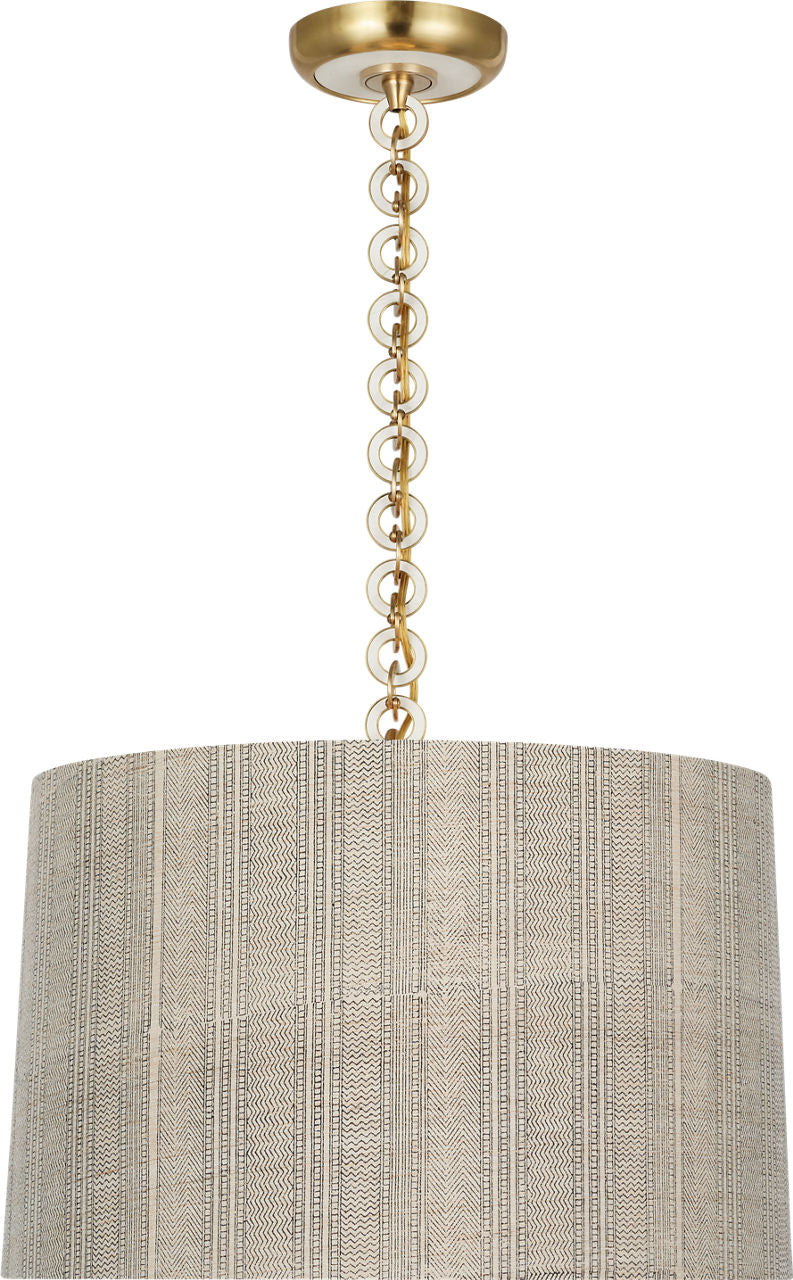 Evelyn 19" Hanging Shade | Hand-Rubbed Antique Brass and White Oak | Schumacher Natural Mohave Shade