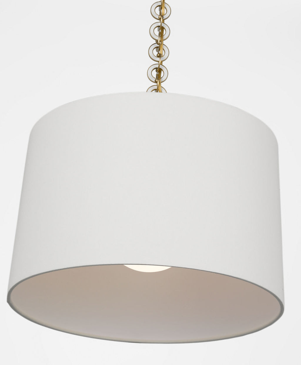 Evelyn 19" Hanging Shade | Hand-Rubbed Antique Brass and White Oak | Linen Shade