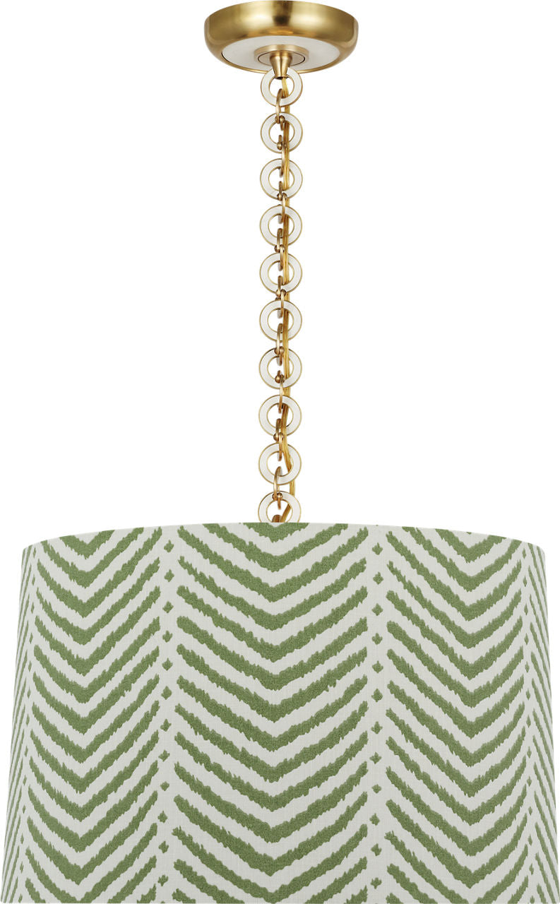 Evelyn 19" Hanging Shade | Hand-Rubbed Antique Brass and White Oak | Schumacher Verde La Jolla Shade