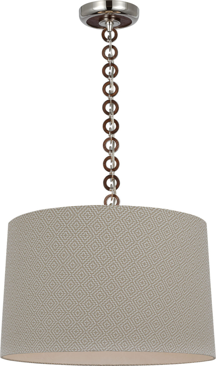 Evelyn 19" Hanging Shade | Polished Nickel and Natural Oak | Schumacher Dove Soho Weave Shade