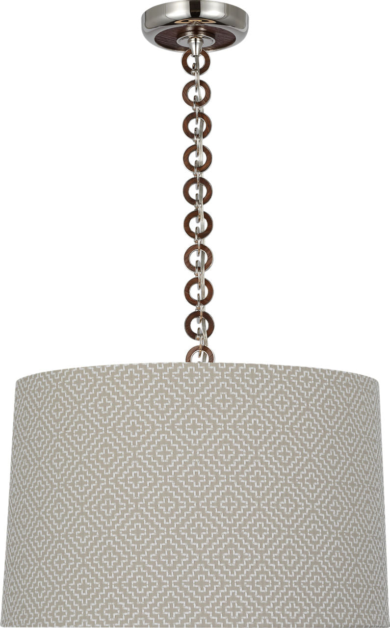 Evelyn 19" Hanging Shade | Polished Nickel and Natural Oak | Schumacher Dove Soho Weave Shade
