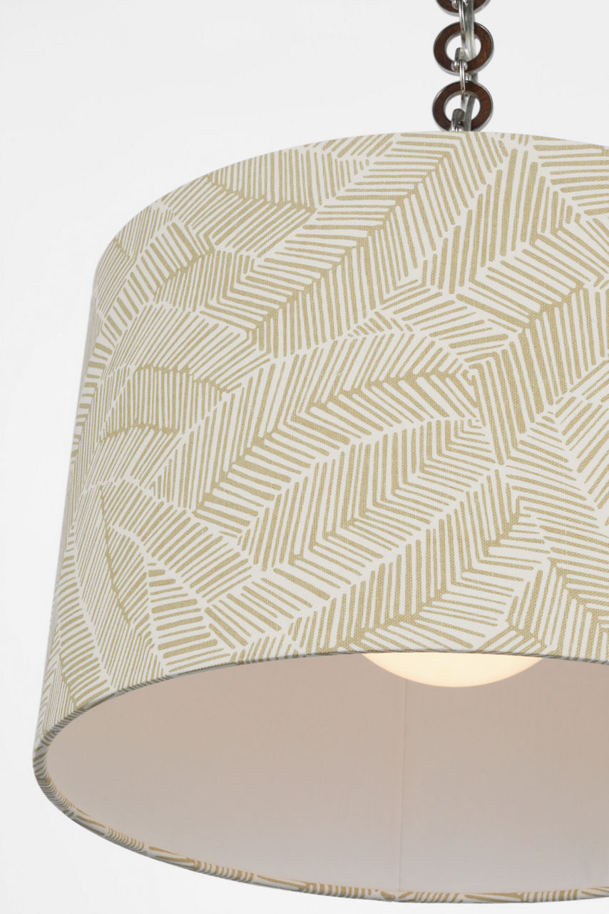 Evelyn 19" Hanging Shade | Polished Nickel and Natural Oak | Schumacher Taupe Abstract Leaf Shade