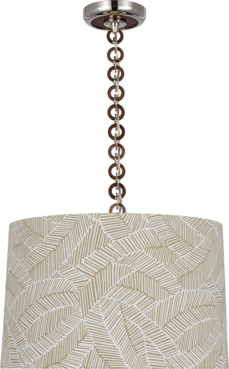 Evelyn 19" Hanging Shade | Polished Nickel and Natural Oak | Schumacher Taupe Abstract Leaf Shade
