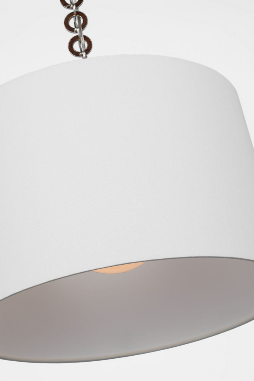 Evelyn 19" Hanging Shade | Polished Nickel and Natural Oak | Linen Shade