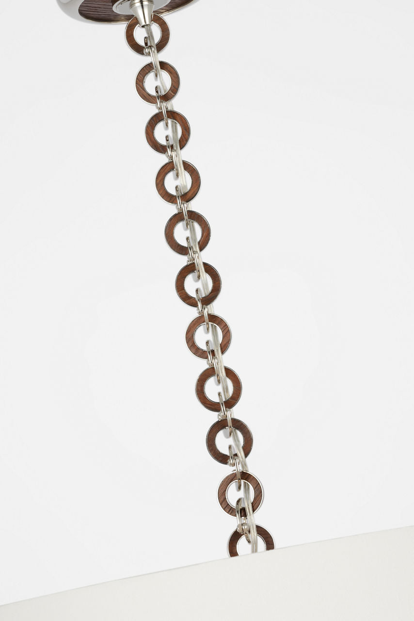 Evelyn 19" Hanging Shade | Polished Nickel and Natural Oak | Linen Shade