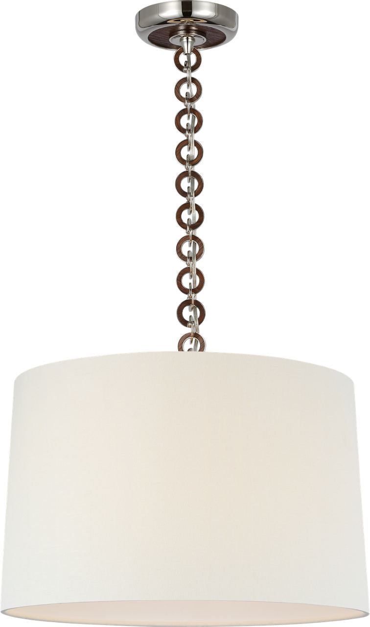 Evelyn 19" Hanging Shade | Polished Nickel and Natural Oak | Linen Shade