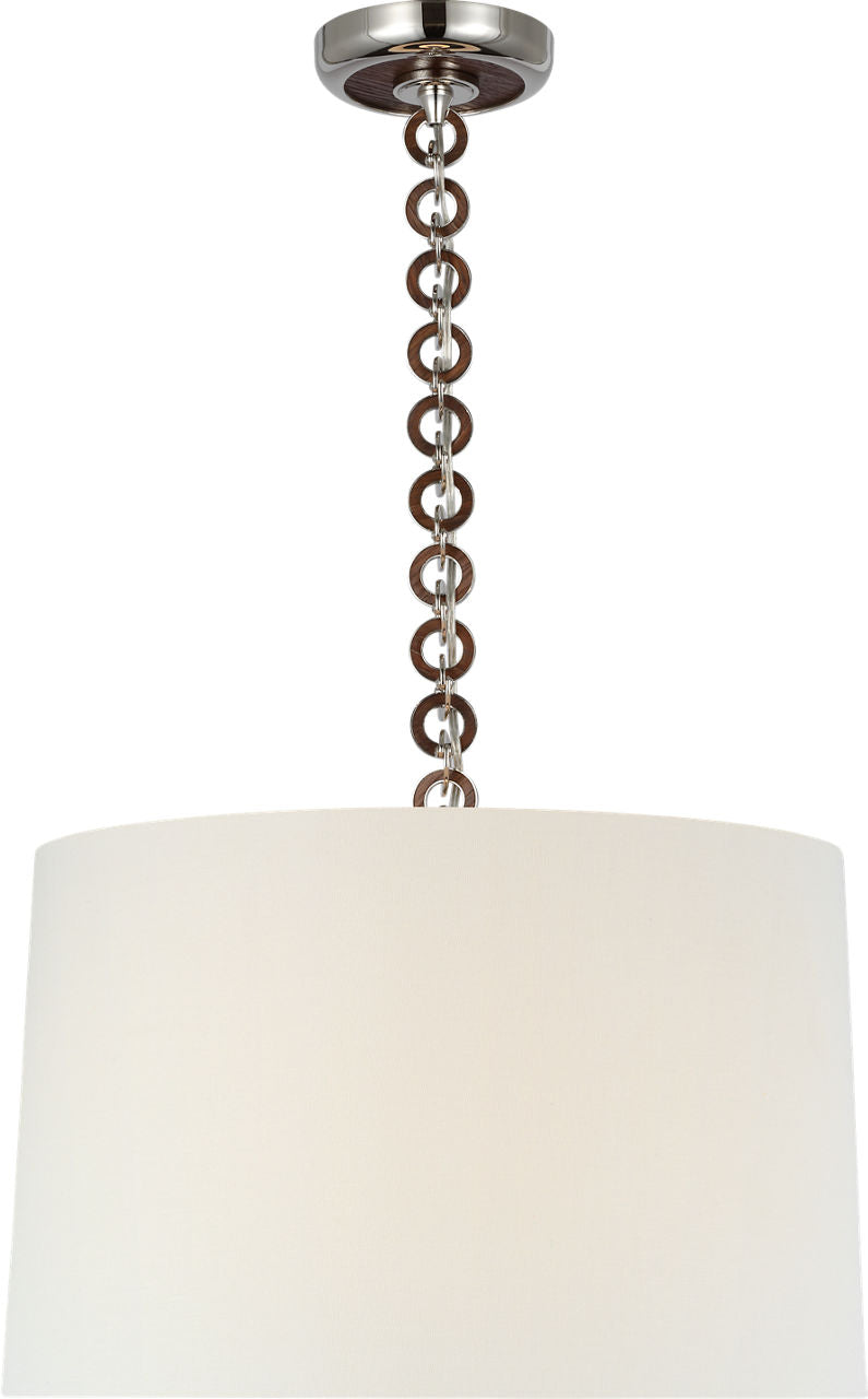 Evelyn 19" Hanging Shade | Polished Nickel and Natural Oak | Linen Shade