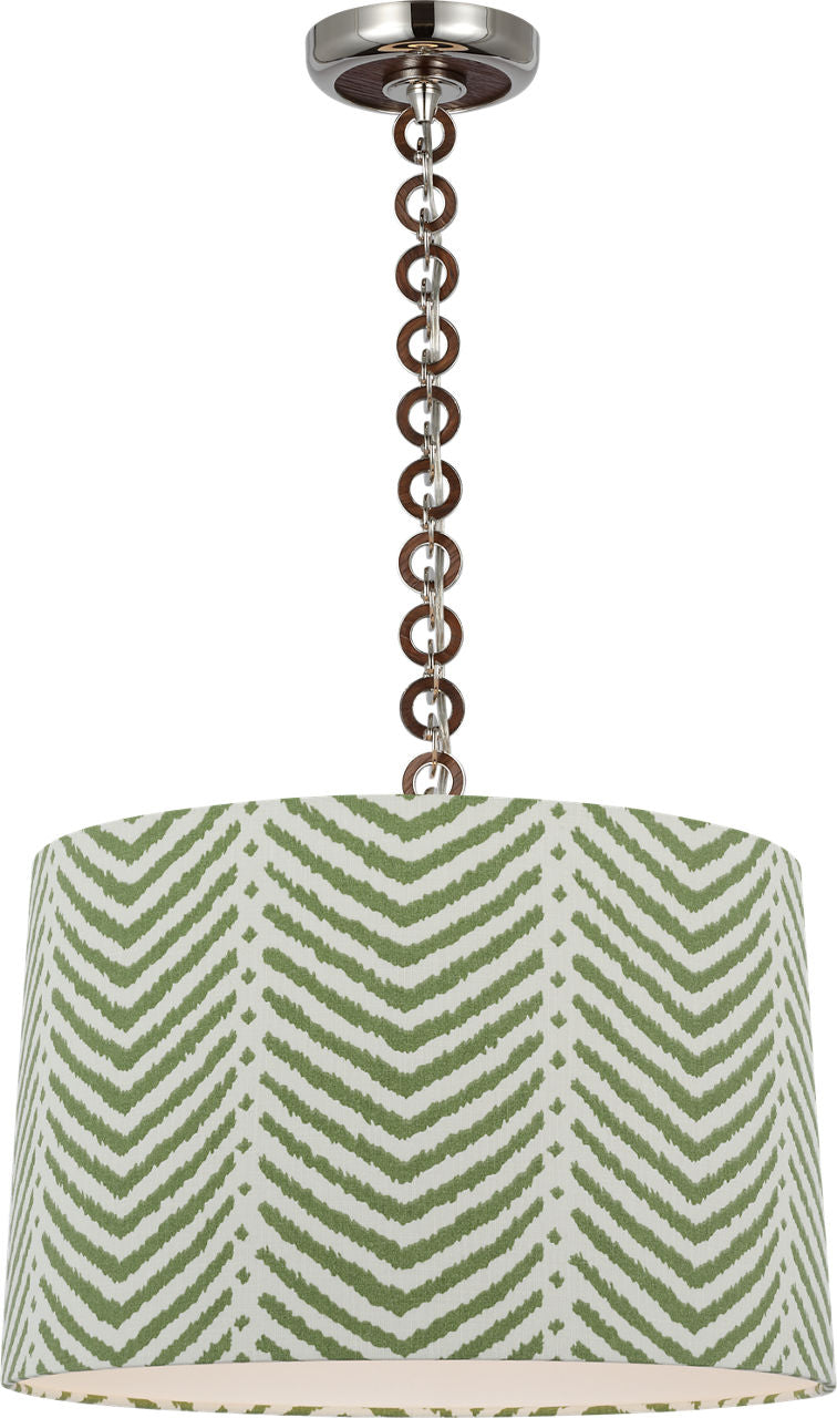 Evelyn 19" Hanging Shade | Polished Nickel and Natural Oak | Schumacher Verde La Jolla Shade