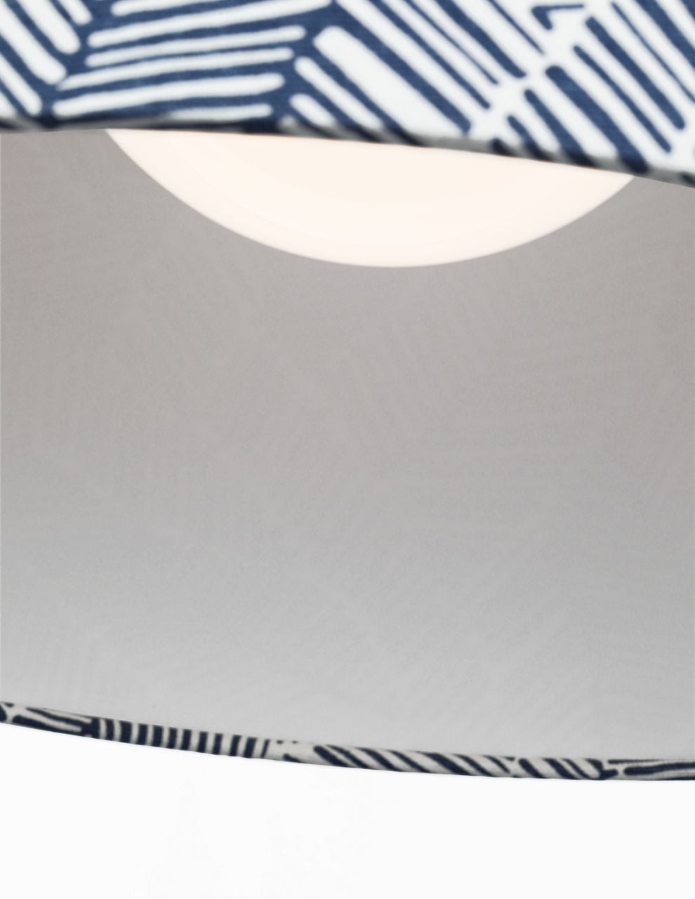 Evelyn 19" Hanging Shade | Polished Nickel and White Oak | Schumacher Navy Abstract Leaf Shade