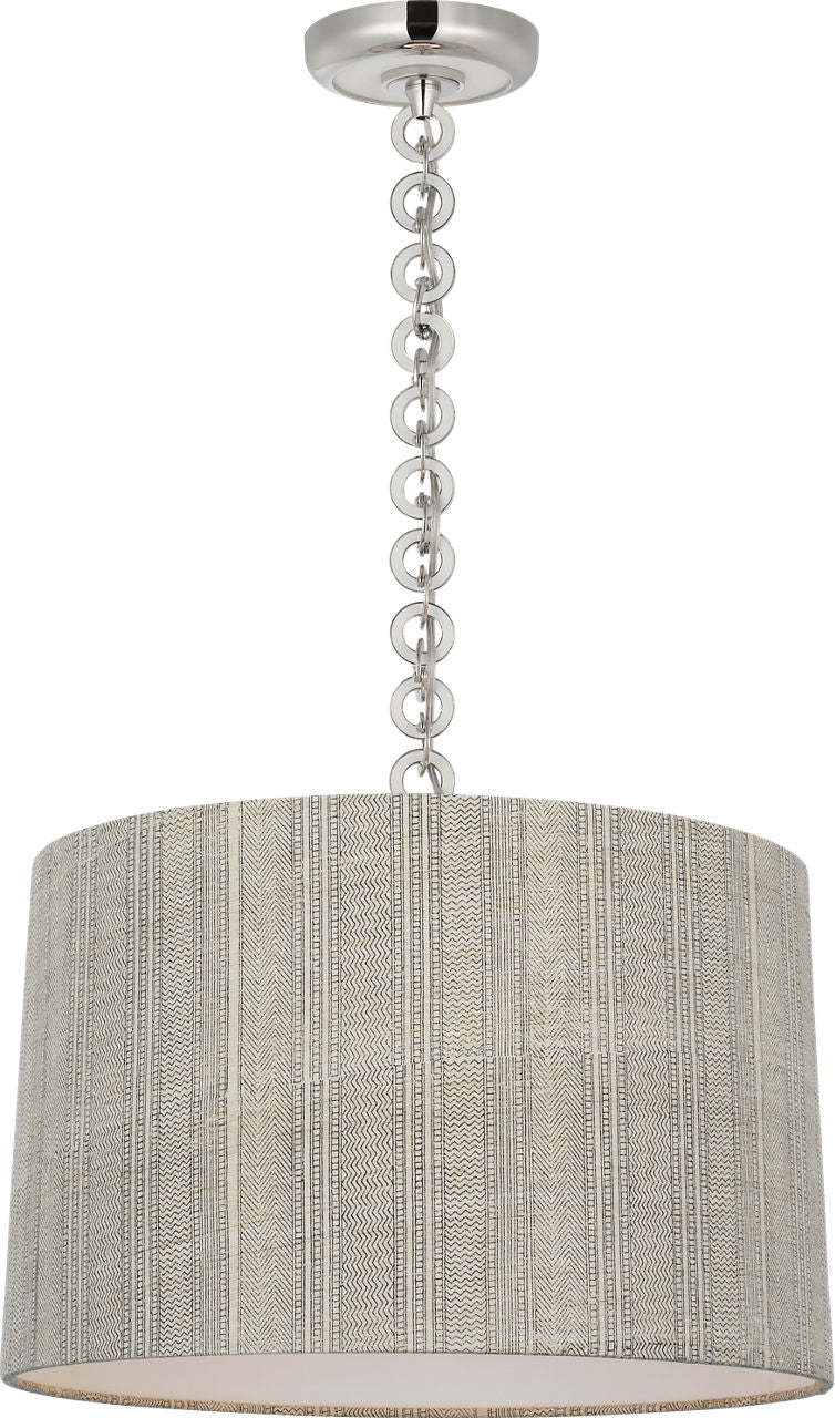 Evelyn 19" Hanging Shade | Polished Nickel and White Oak | Schumacher Natural Mohave Shade