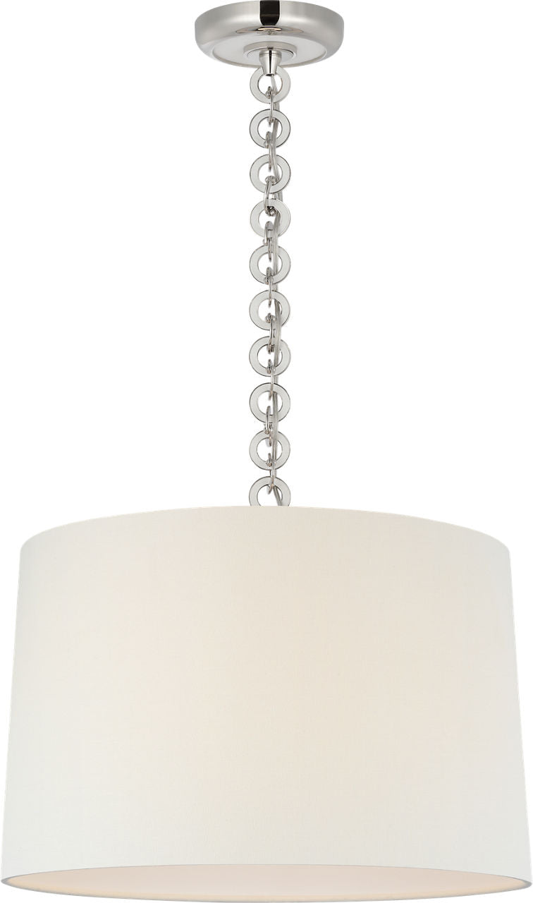 Evelyn 19" Hanging Shade | Polished Nickel and White Oak | Linen Shade