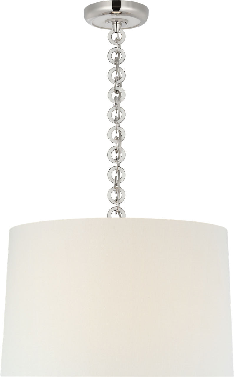 Evelyn 19" Hanging Shade | Polished Nickel and White Oak | Linen Shade