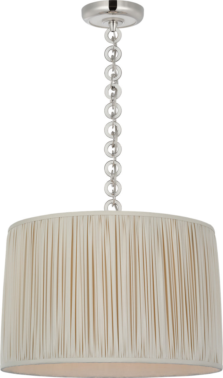 Evelyn 19" Hanging Shade | Polished Nickel and White Oak | Champagne Silk Pleated Shade