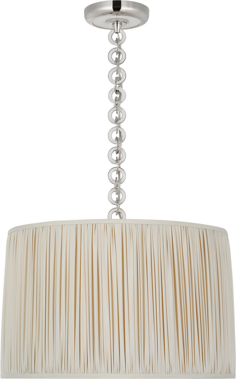 Evelyn 19" Hanging Shade | Polished Nickel and White Oak | Champagne Silk Pleated Shade