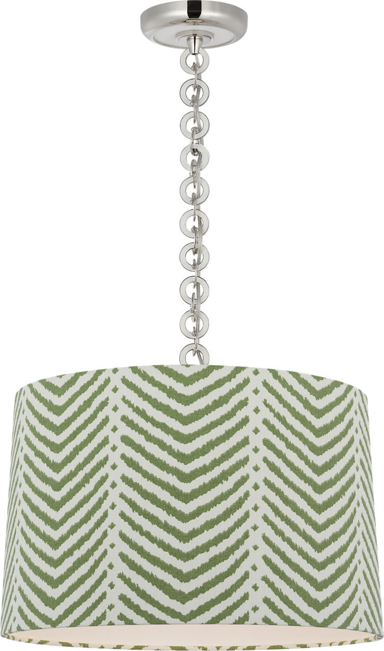 Evelyn 19" Hanging Shade | Polished Nickel and White Oak | Schumacher Verde La Jolla Shade