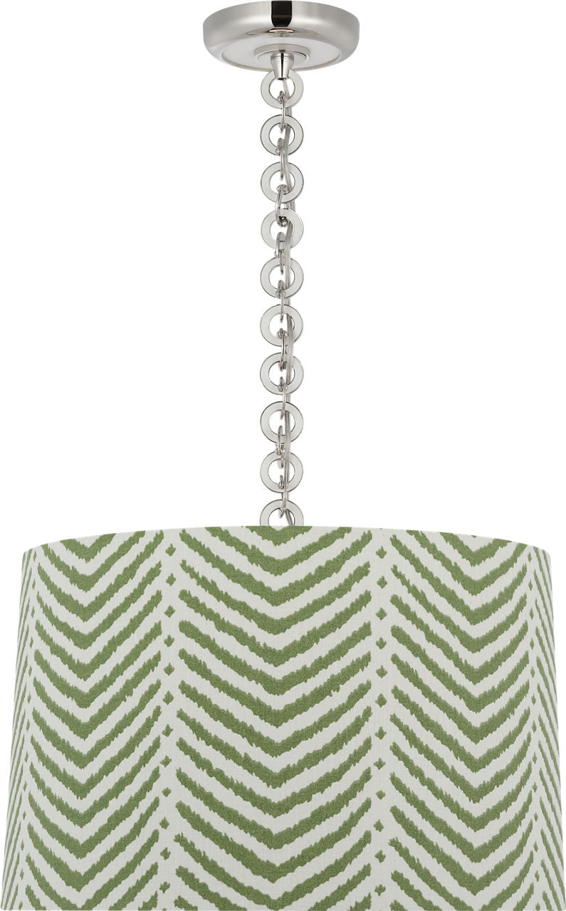 Evelyn 19" Hanging Shade | Polished Nickel and White Oak | Schumacher Verde La Jolla Shade